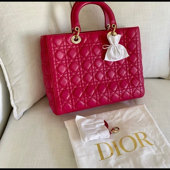 SOLD!Christian Dior Large Lady Dior Bag w/ Strap - Picture 10 of 12